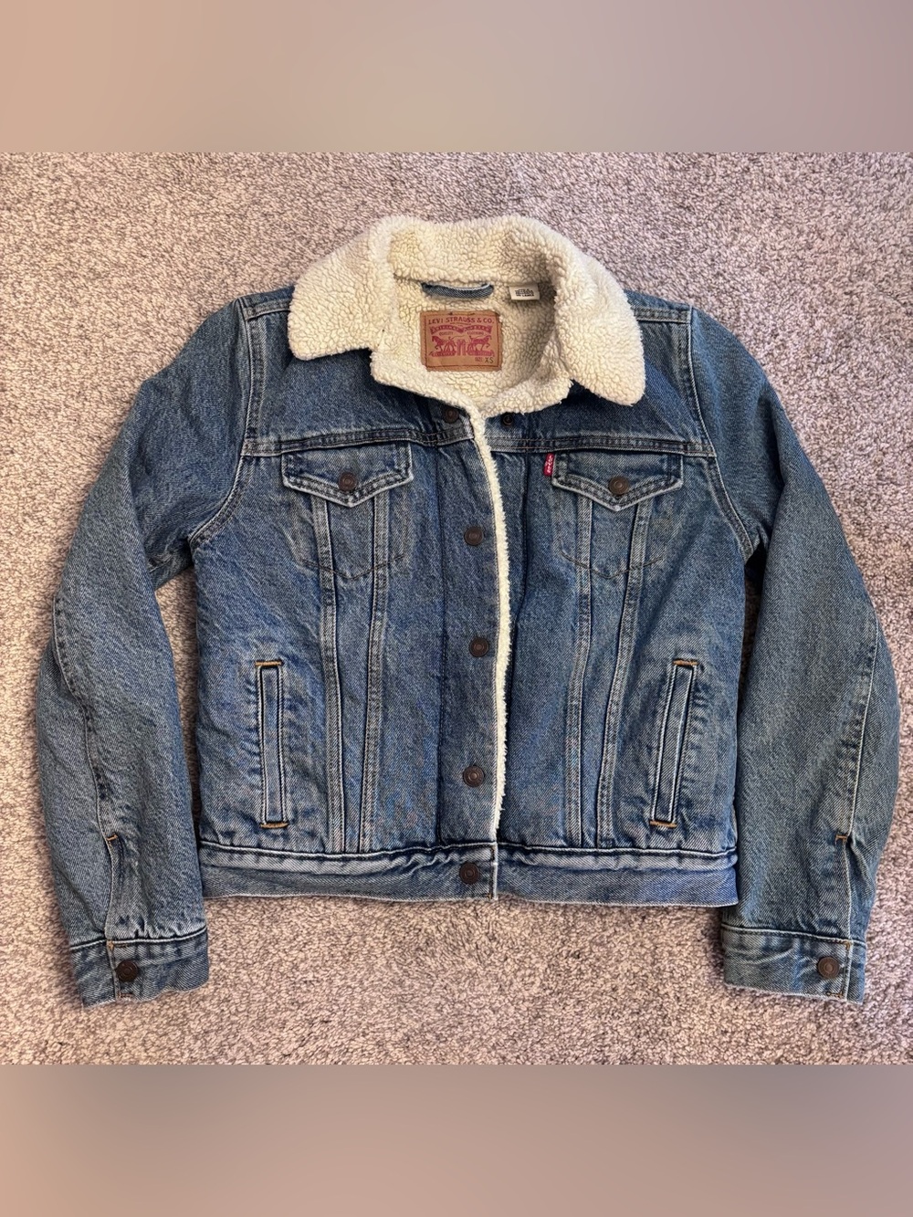 Levi’s Original Sherpa Lined Denim Trucker Jacket Wash XS